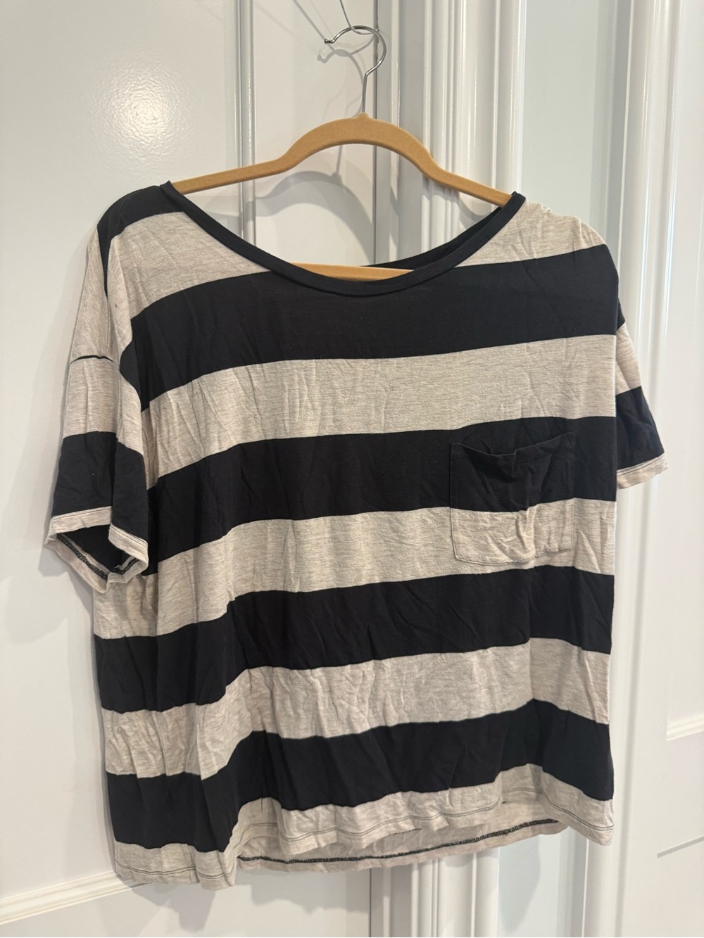 American Eagle Outfitters Navy and Cream Striped Tee